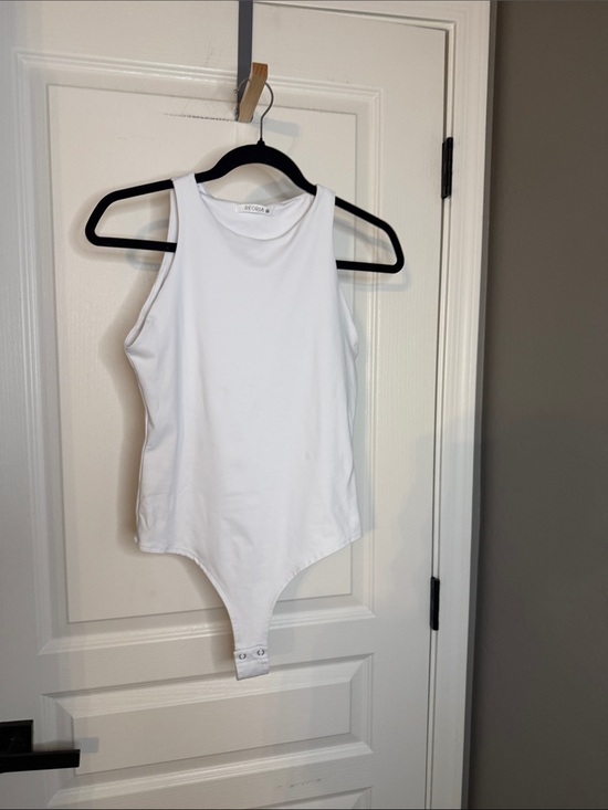 ReoRia Tops - ReoRia White Ribbed Tank Bodysuit